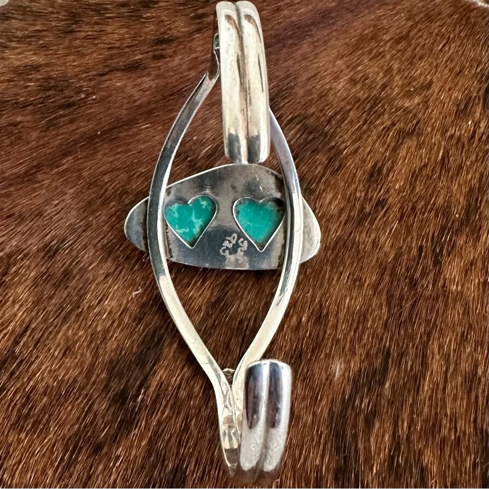 Native American Sterling Silver Turquoise Cuff Bracelet signed SW 925 - Picture 8 of 15